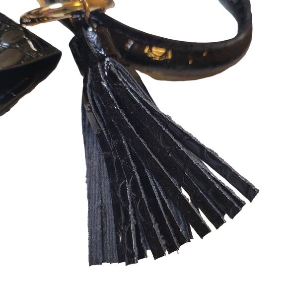 Black Wristlet Keychain Small Wallet Tassel - Picture 4 of 6